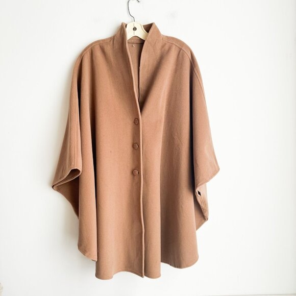 Vintage Elegant Design Wool Cashmere Camel Beige Cape L/XL - Picture 1 of 6